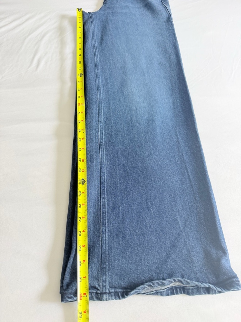 Good American "Soft Tech Good Skate" Indigo Blue Denim High Waist Wide Leg Jean - Picture 16 of 16
